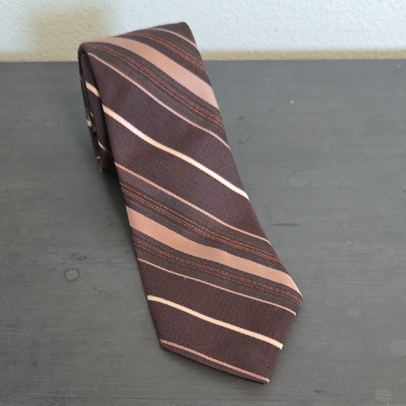 Ketch Brown Striped Tie - Picture 1 of 4